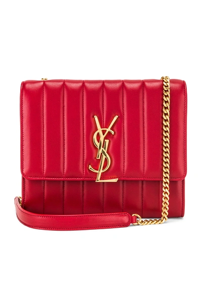 Saint Laurent Vicky Chain Wallet Bag In Red In Rouge Eros