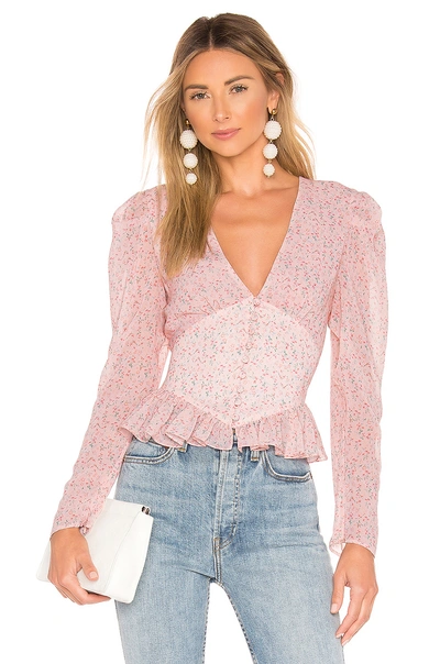 Divine Héritage Divine Heritage Ruffle Waist Button Up In Pink. In Rose Bud