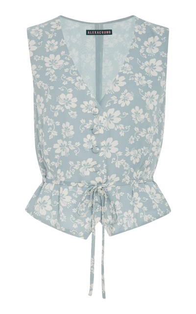Alexa Chung Floral-print Crepe Top In Blue