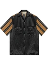 Gucci Bi-material Printed Bowling Shirt In Black Multi Color