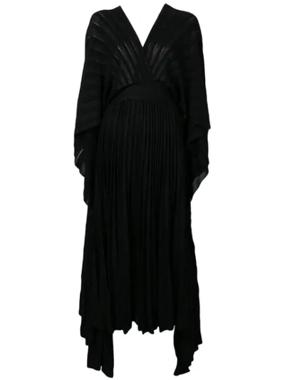 Valentino Asymmetric Open-back Pleated Stretch-knit Dress In Black
