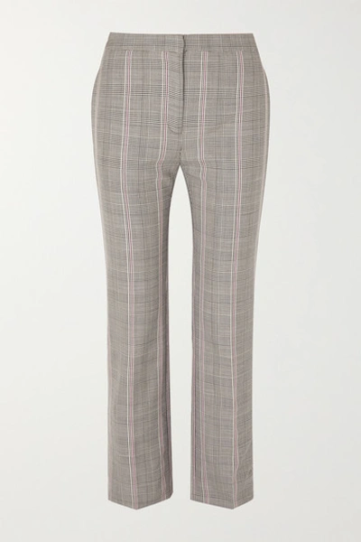 Alexander Mcqueen Cropped Prince Of Wales Checked Woven Straight-leg Pants In Gray