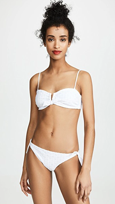 Kisuii Aria Eyelet Bandeau Bikini Top In White