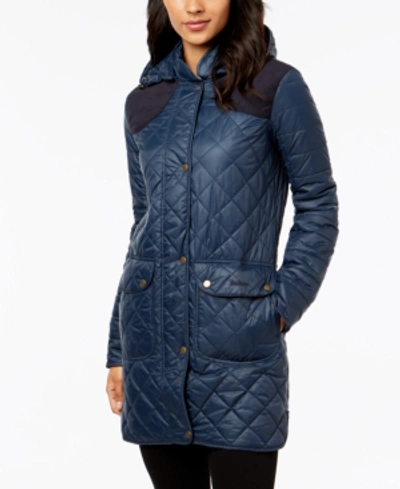 Barbour Greenfinch Box-quilted Jacket W/ Detachable Hood, Navy