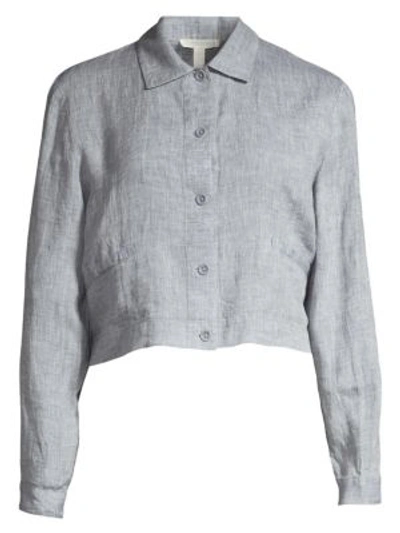 Eileen Fisher Organic Linen Cropped Jacket In Chambray