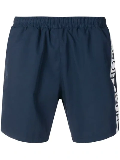 Hugo Boss Logo Swim Shorts In Blue