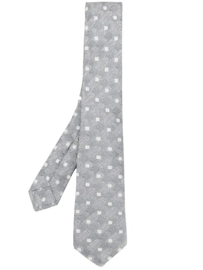 Kiton Square Patterned Tie In Grey