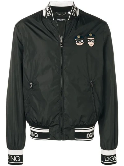 Dolce & Gabbana Patch Bomber Jacket In Black