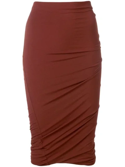 Alexander Wang T Twisted Crepe Jersey Midi Skirt In Rust