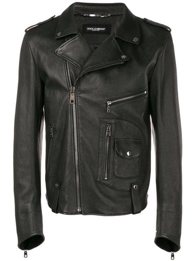 Dolce & Gabbana Multizip Leather Jacket In Black
