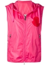 Moncler Hooded Logo Patch Gilet In Pink