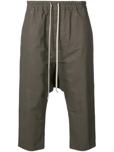 Rick Owens Drawstring Drop Crotch Trousers In Grey