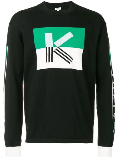 Kenzo Initial Colorblock Sweatshirt In Black
