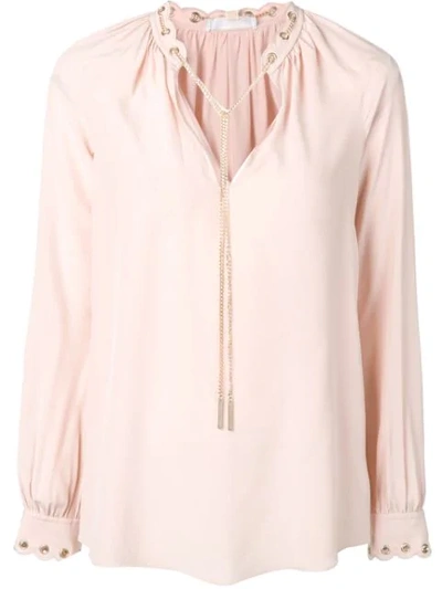 Michael Michael Kors Chain Link Blouse In Pink