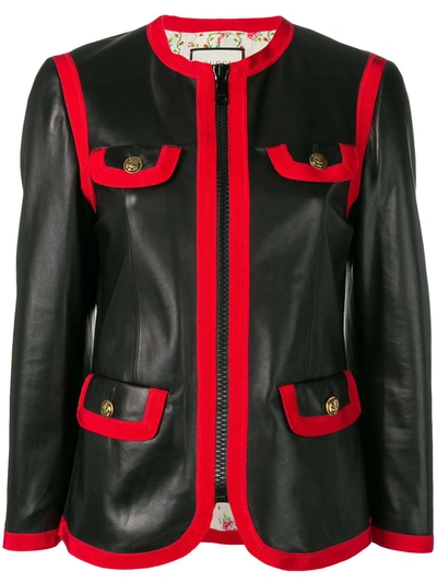 Gucci Leather Bon Ton Jacket In Black