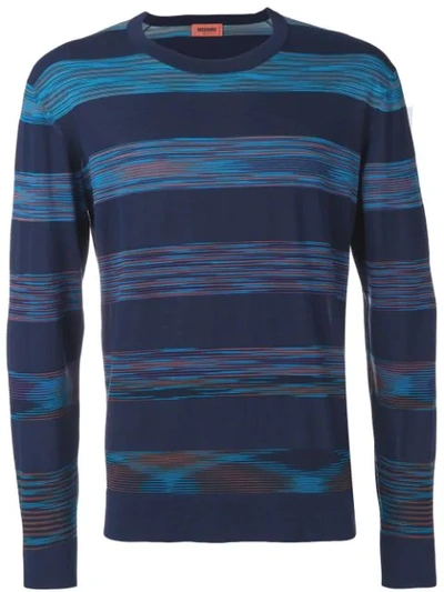 Missoni Striped Crew Neck Sweatshirt In Blue