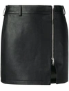 Burberry Zip-front Leather Mini Skirt - Black