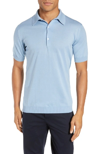 John Smedley Jersey Polo In Dusk Blue