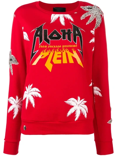 Philipp Plein Aloha Plein Sweatshirt In Red