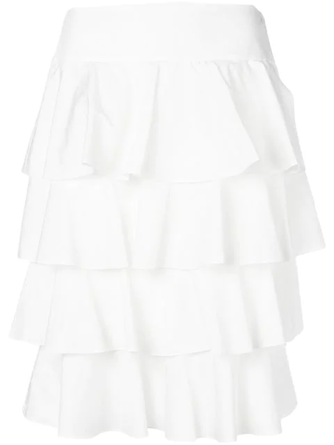 Fendi Tiered Layered Skirt In F0Znm White | ModeSens