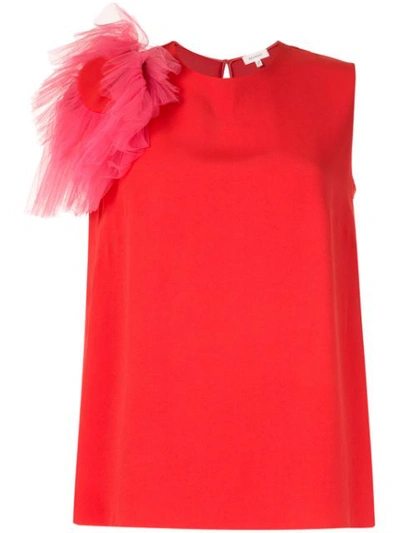 Delpozo Sleeveless Mesh Vest Top In Red