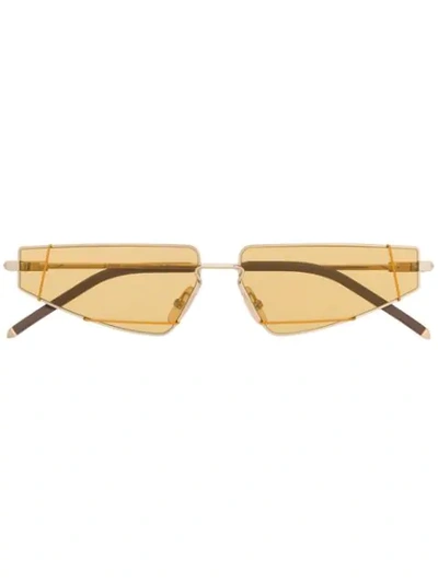 Fendi Geometric Tinted Cat-eye Sunglasses In Gold