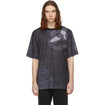 Y-3 Logo Perforated-jersey Football T-shirt In Black