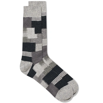 Anonymous Ism Patchwork Crew Sock In Grey