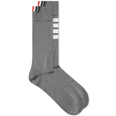 Thom Browne 4 Bar Mid Calf Sock In Grey