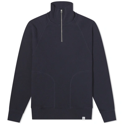 Norse Projects Alfred French Terry 1/4 Zip Sweat In Blue