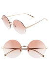 Dolce & Gabbana 62mm Oversize Gradient Rimless Round Sunglasses - Brown/ Gold In Rose Gold/ Gold