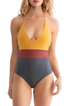 Tavik Chase One-piece Swimsuit In Sunflower/ Turbulence Grey