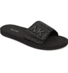 Michael Michael Kors Mk Logo Slide Sandal In Black Glitter