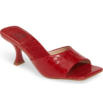 Jeffrey Campbell Mr-big Slide Sandal In Red Crocodile Print Leather