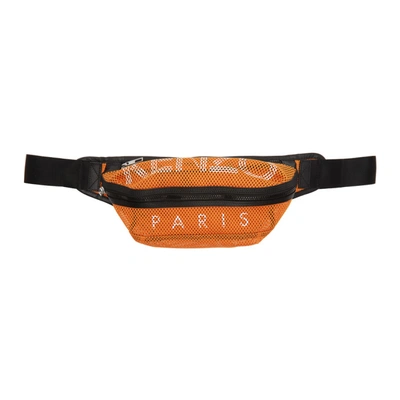 Kenzo Orange Mesh Logo Belt Bag In 17medorng