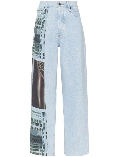 Calvin Klein Jeans Est.1978 Calvin Klein Jeans Est. 1978 Printed Patch Wide-leg Jeans In Blue