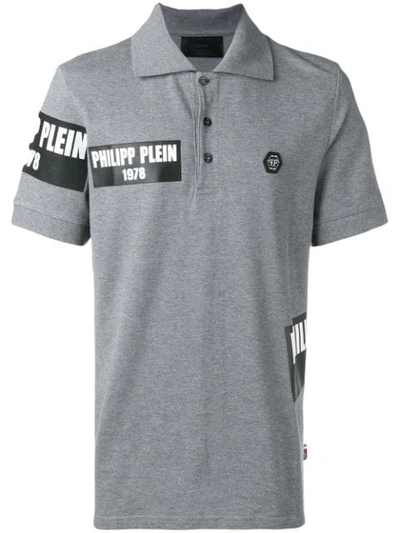 Philipp Plein Logo Patch Polo Shirt In Grey