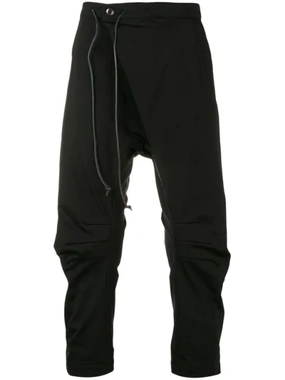 Attachment Dropped Crotch Track Trousers In Black