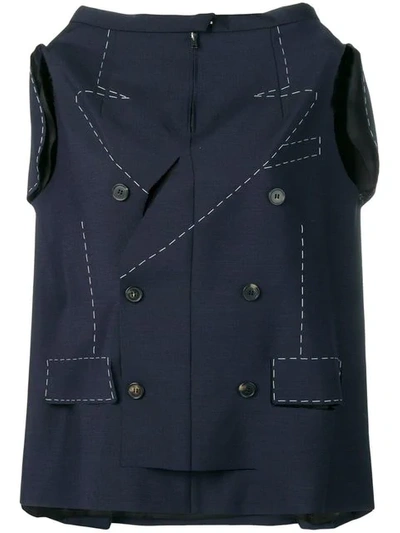 Maison Margiela Long Mohair And Wool Jacket In 511 Navy