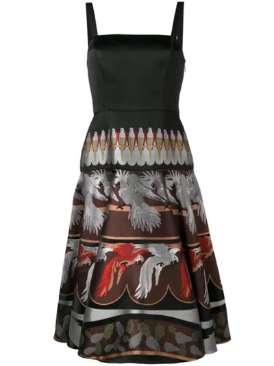 Fendi Embroidered Parrot Dress In Black