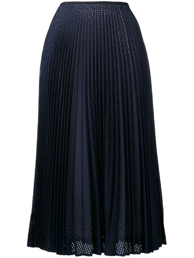 Fendi Perforated Pleated Skirt In Blue