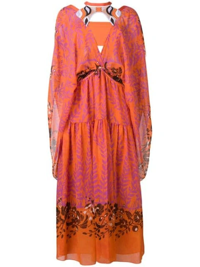 Fendi Printed Kaftan Dress In Orange