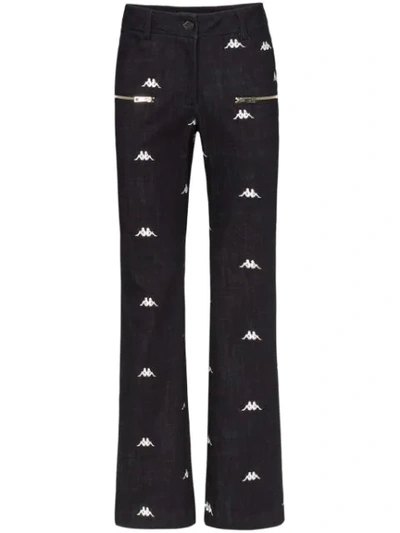 Charm's X Kappa Logo Embroidered Straight Leg Jeans In Black