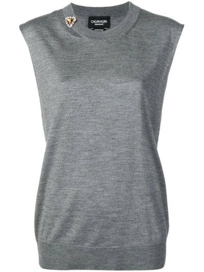 Calvin Klein 205w39nyc Cut-out Tank Top In Grey