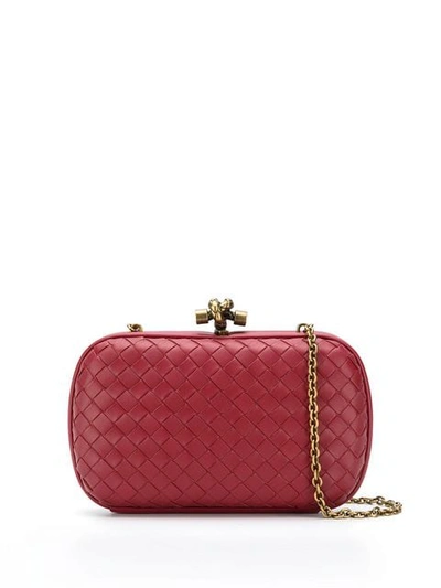 Bottega Veneta Chain Knot Clutch Bag In Red