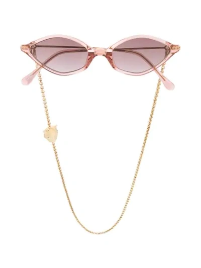 Linda Farrow X Alessandra Rich Cat-eye Sunglasses And Chain In Dark Pink