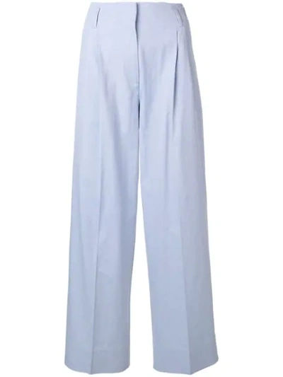 Alberto Biani High Waisted Flare Trousers In Blue