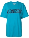 Alberta Ferretti Wednesday Slogan Print T In Blue