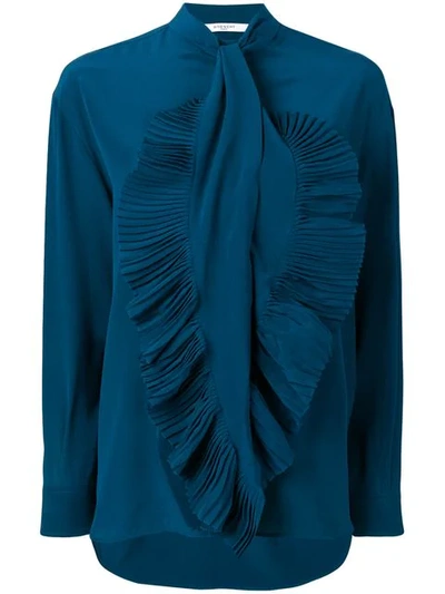 Givenchy Pleated-tie Silk Crepe De Chine Blouse In 404 Oil Blue