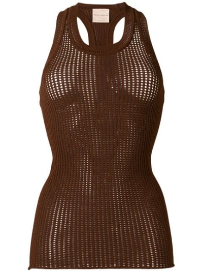 Erika Cavallini Knitted Mesh Top In Brown